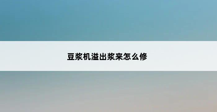 豆浆机溢出浆来怎么修 