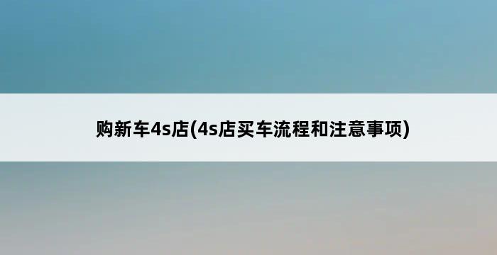 购新车4s店(4s店买车流程和注意事项) 