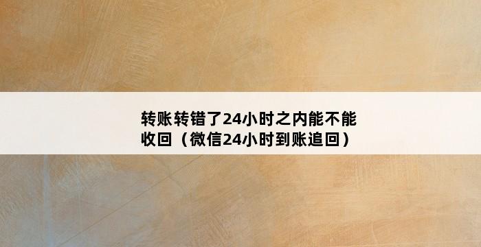 转账转错了24小时之内能不能收回（微信24小时到账追回） 