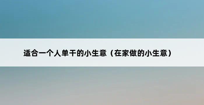 适合一个人单干的小生意（在家做的小生意） 