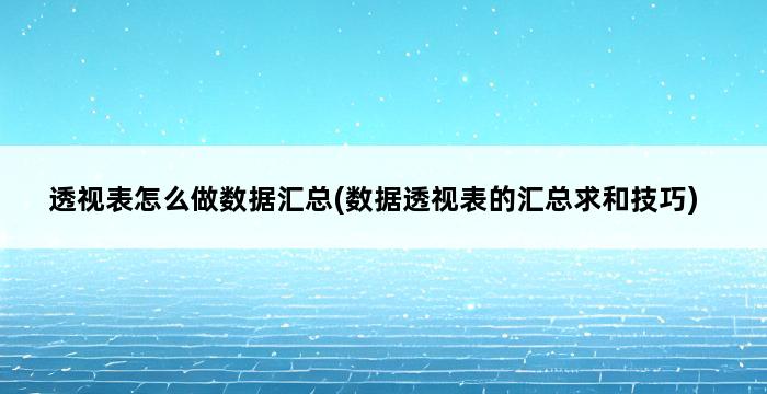 透视表怎么做数据汇总(数据透视表的汇总求和技巧) 