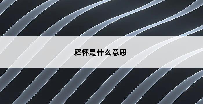 释怀是什么意思 