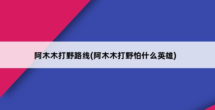 阿木木打野路线(阿木木打野怕什么英雄) 