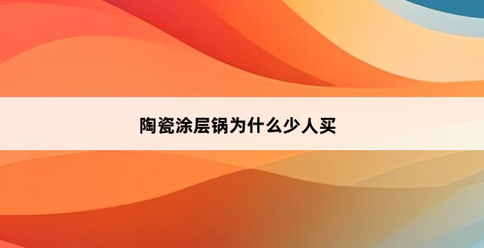 陶瓷涂层锅为什么少人买 