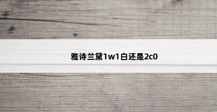 雅诗兰黛1w1白还是2c0 