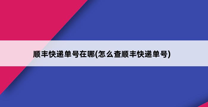 顺丰快递单号在哪(怎么查顺丰快递单号) 