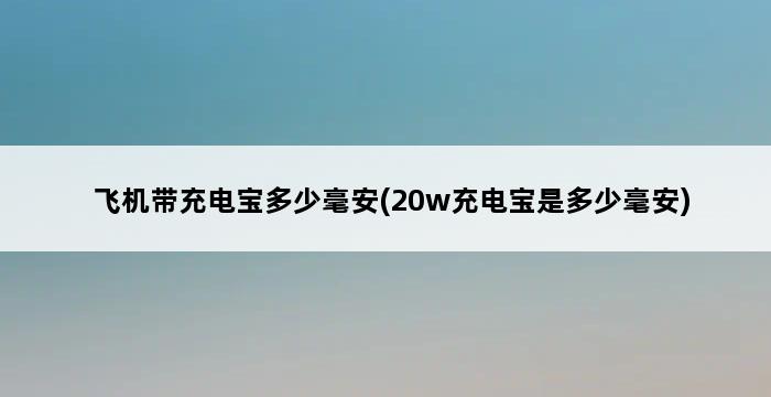 飞机带充电宝多少毫安(20w充电宝是多少毫安) 