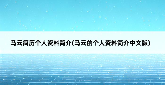 马云简历个人资料简介(马云的个人资料简介中文版) 