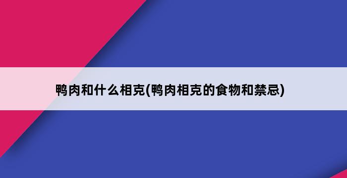 鸭肉和什么相克(鸭肉相克的食物和禁忌) 