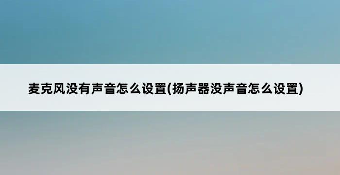 麦克风没有声音怎么设置(扬声器没声音怎么设置) 