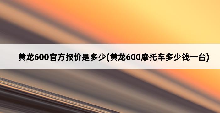 黄龙600官方报价是多少(黄龙600摩托车多少钱一台) 