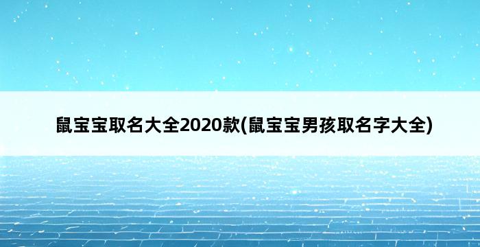 鼠宝宝取名大全2020款(鼠宝宝男孩取名字大全) 