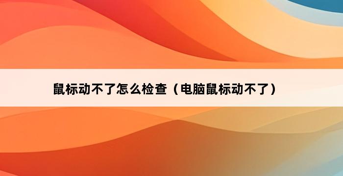 鼠标动不了怎么检查（电脑鼠标动不了） 