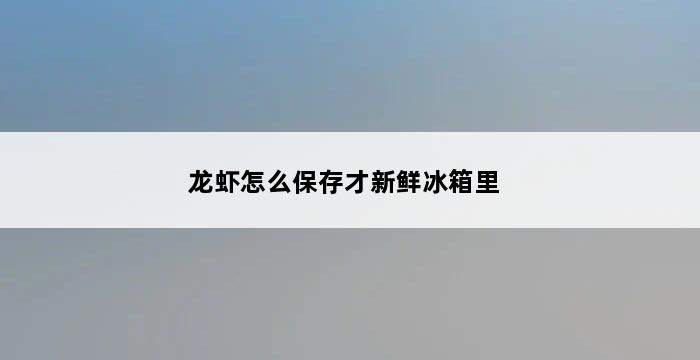 龙虾怎么保存才新鲜冰箱里 