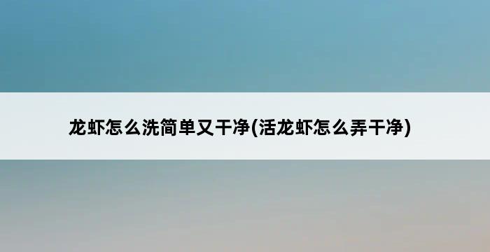 龙虾怎么洗简单又干净(活龙虾怎么弄干净) 